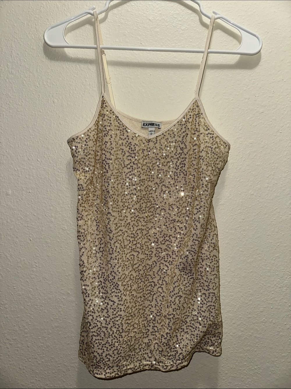Express Gold Sequin Tank Top